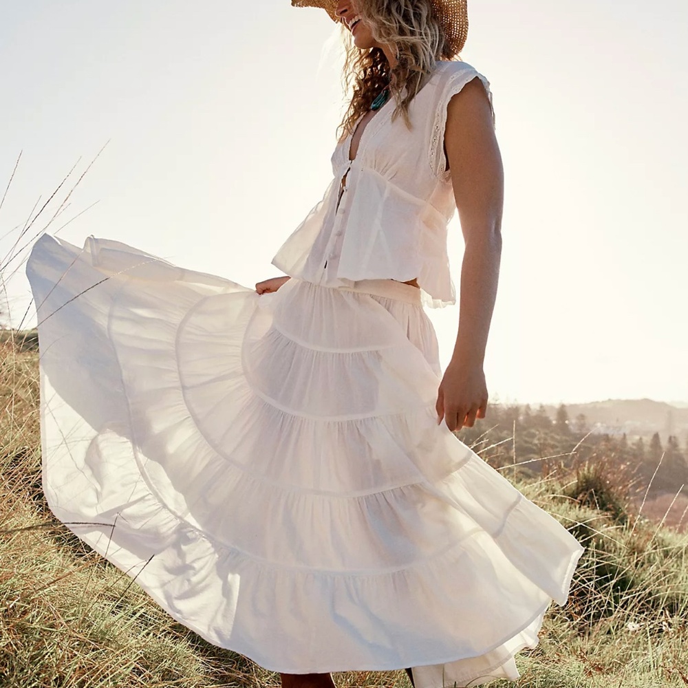 Free People In Full Swing Midi Skirt size L